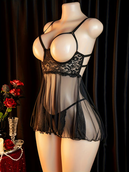 فستان ميني بحافة دانتيل