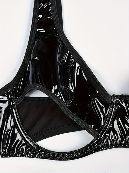 طقم لانجري جلد PU أنيق