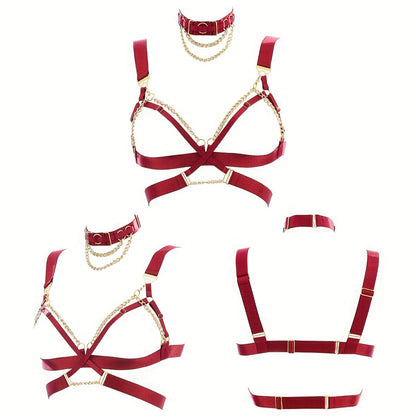 لانجري نسائي مثير مع سلسلة متعددة الألوان