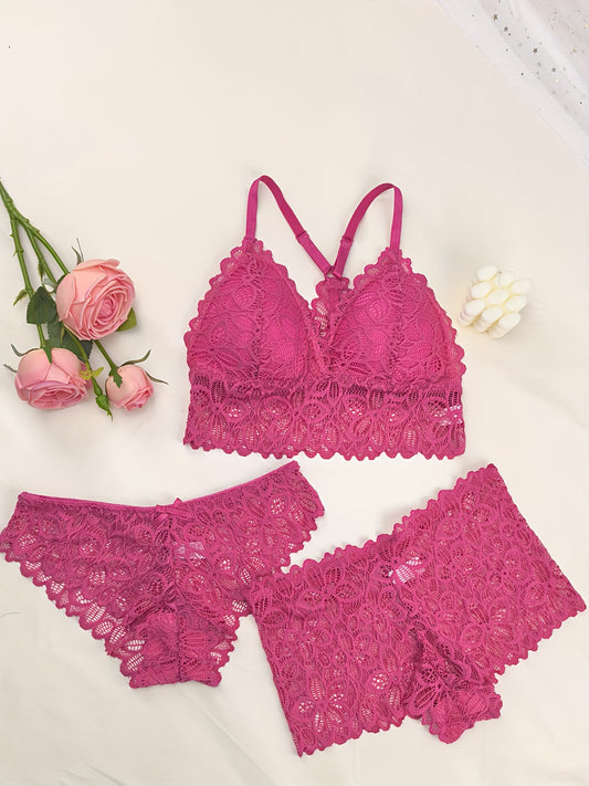 مجموعة لانجري نسائي دانتيل