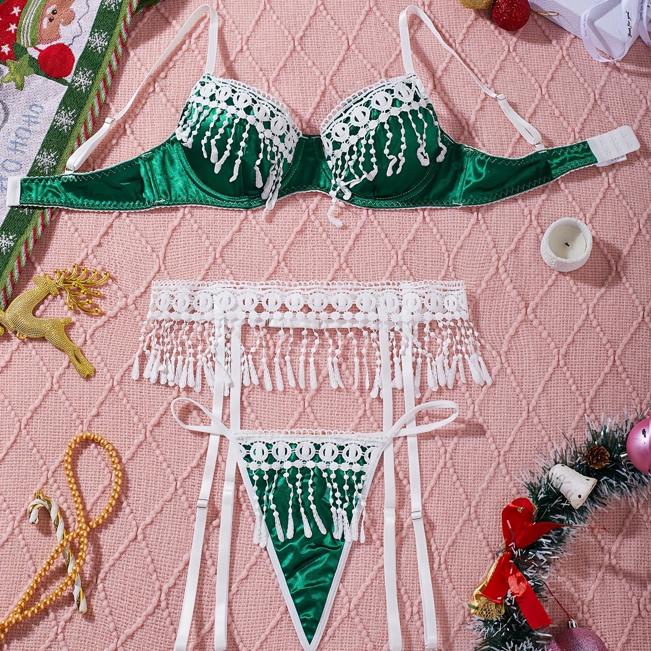 طقم lingerie عيد الميلاد للنساء
