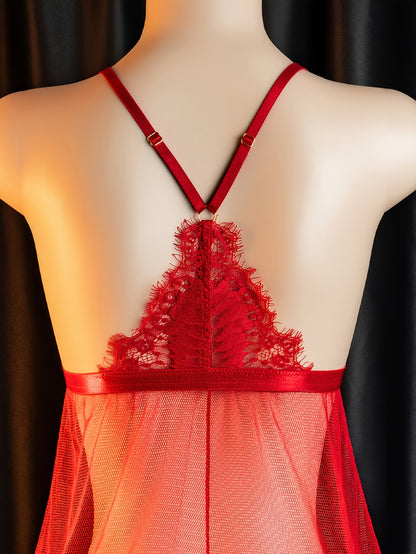 طقم ملابس نوم مثير - أحمر