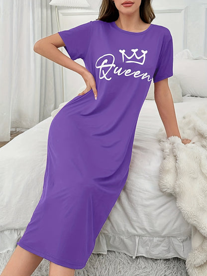 فستان نوم نسائي بطبعة تاج