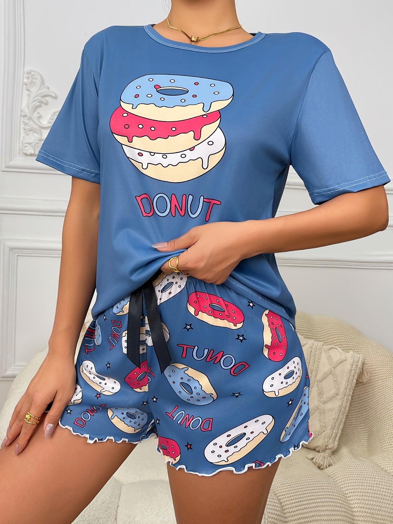 طقم بيجامة نسائي مطبوع