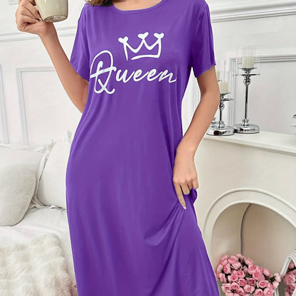 فستان نوم نسائي بطبعة تاج