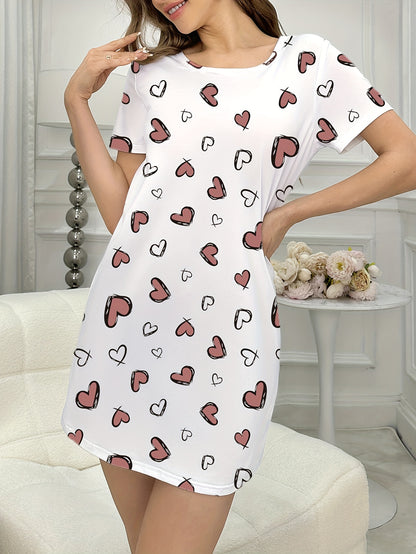 فستان نوم قصير بأكمام للنساء