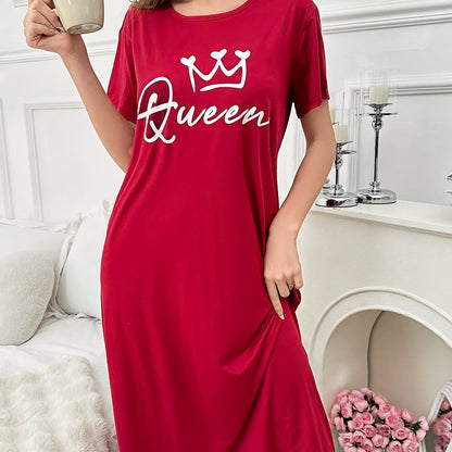 فستان نوم نسائي بطبعة تاج