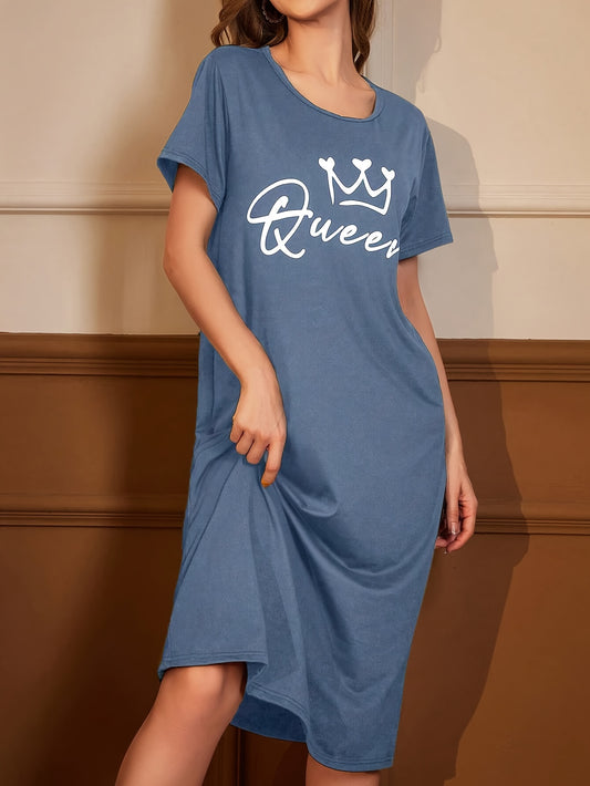 فستان نوم نسائي بطبعة تاج