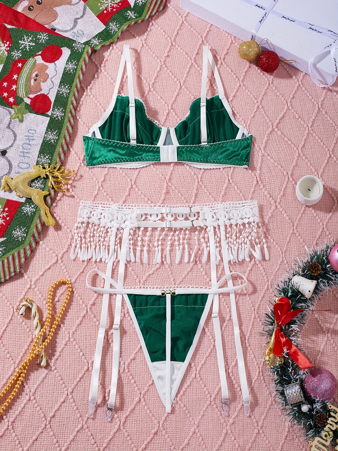 طقم lingerie عيد الميلاد للنساء