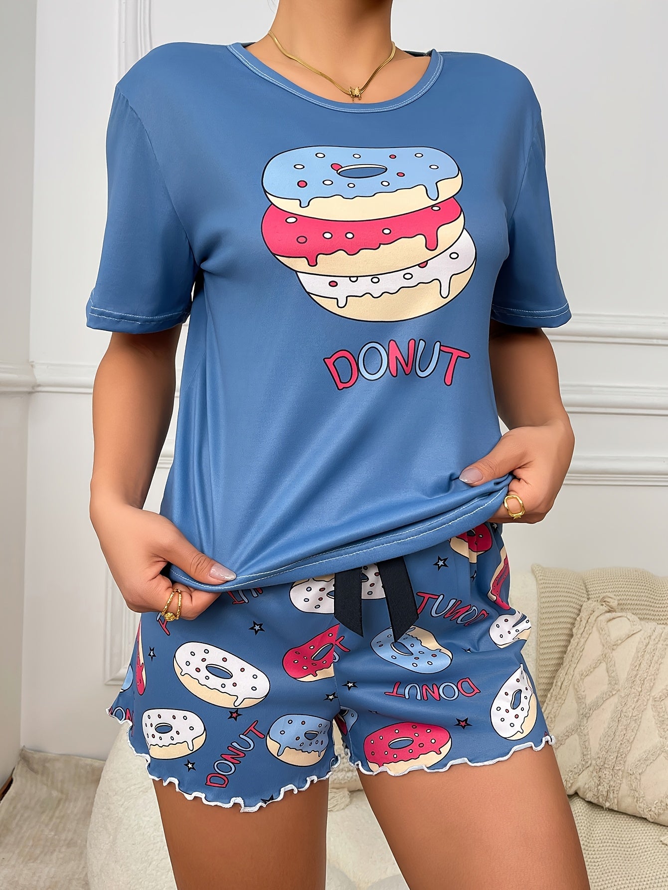 طقم بيجامة نسائي مطبوع