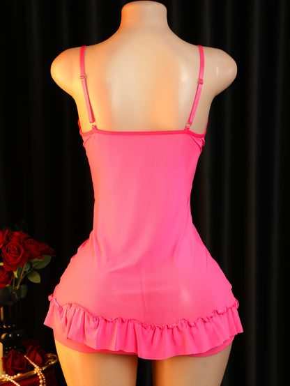 طقم لانجري نسائي أنيق وردي