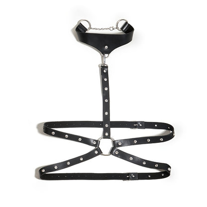 طقم طوق ومعاصم جلدية للبالغين