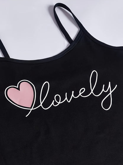 طقم بيجامة بطباعة قلب وحروف