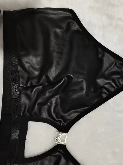 مجموعة ملابس داخلية أنيقة كبيرة الحجم - أسود