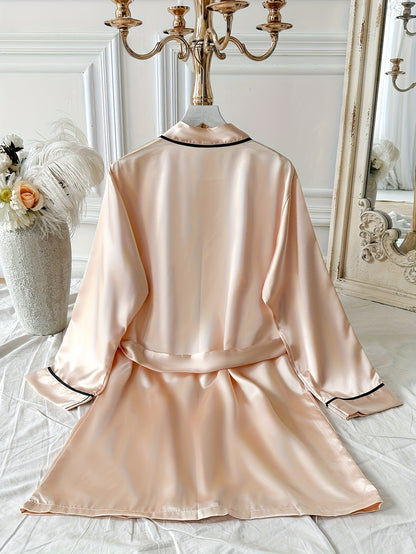 روب ساتان نسائي أنيق وردي