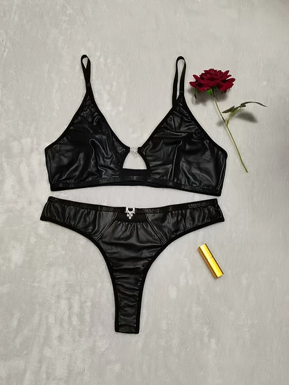 مجموعة ملابس داخلية أنيقة كبيرة الحجم - أسود