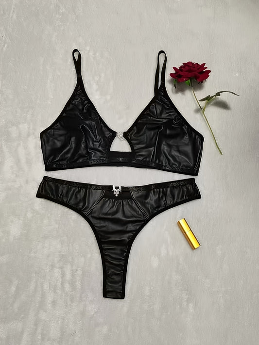 مجموعة ملابس داخلية أنيقة كبيرة الحجم - أسود