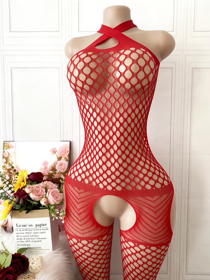 بدلة شبكية حمراء مقاس كبير